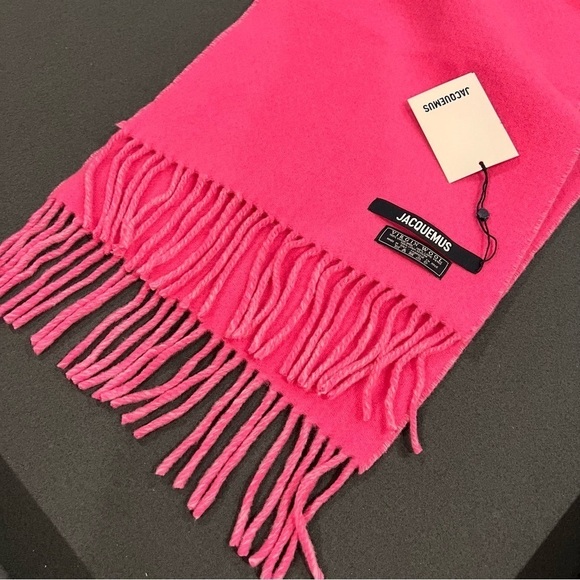 Jacquemus Pink Fringe Logo Scarf - Picture 13 of 14